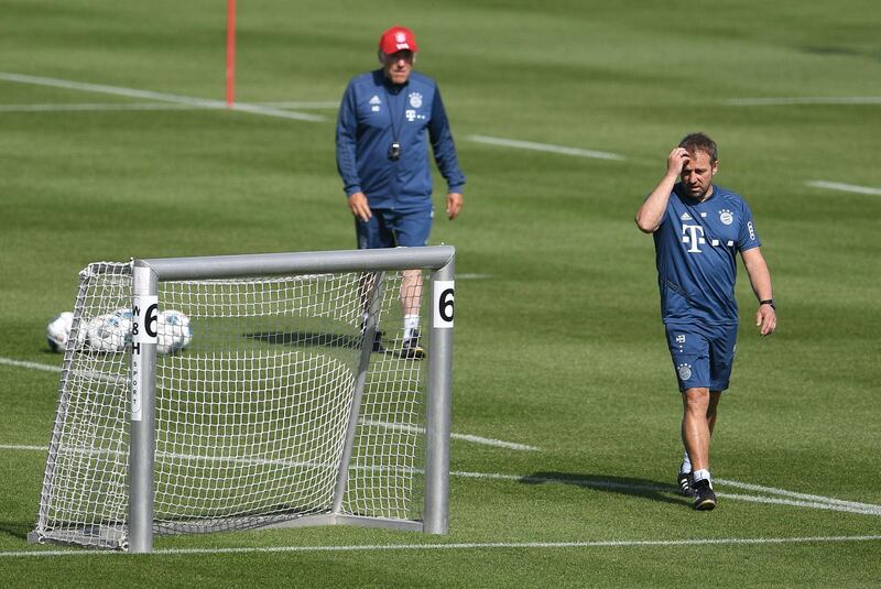 Bayern Munich coach Hans-Dieter Flick during training. Reuters