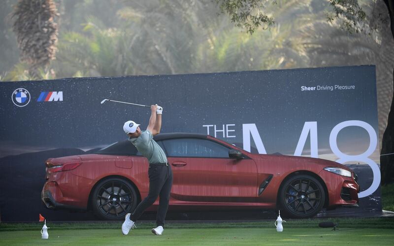 United States' Colin Morikawa tees-off the fifteenth on his way to an opening 71. Getty