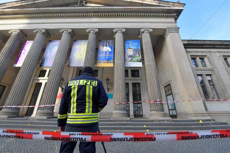 A policeman stands outside Dresden's Royal Palace following the heist. Reuters