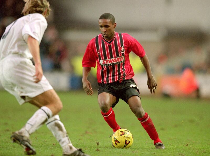 27 Jan 2001:  Jermaine Defoe of Bournemouth on the ball during the Nationwide League Division Two match against Millwall at the New Den in London. Bournemouth won 1-0. \ Mandatory Credit: Chris Lobina /Allsport/Getty Images