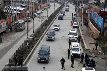 A motorcade of envoys from Latin American and African countries drove through Peerbagh road in Srinagar, Kashmir as the delgation visited the region. EPA