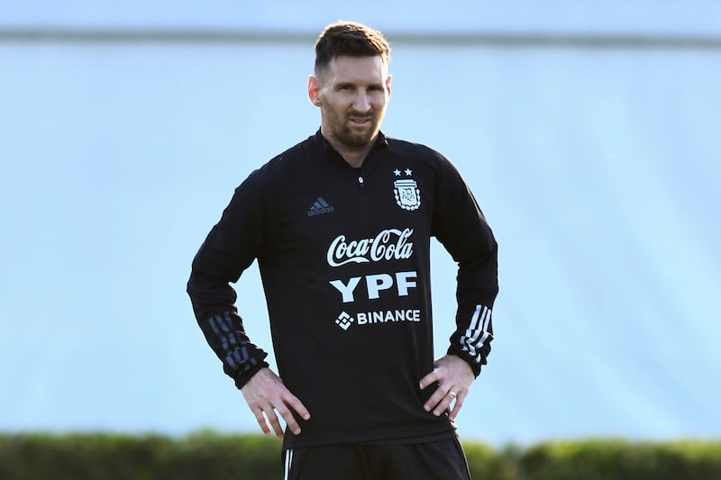 Argentina star Lionel Messi takes part in a training session in Ezeiza. Getty