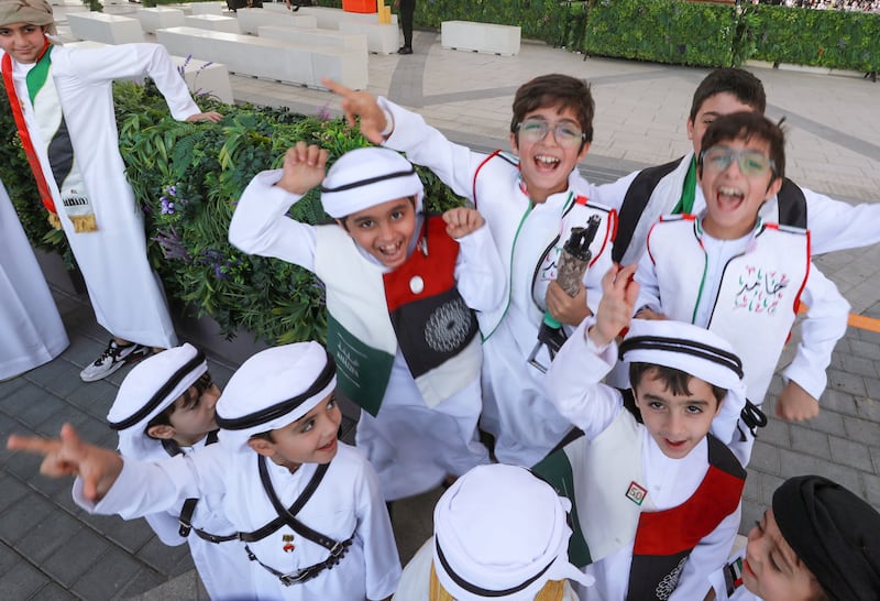 Visitors to Expo 2020 Dubai on UAE National Day. Victor Besa / The National