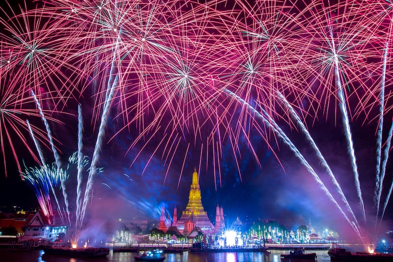 Fireworks explode over Wat Arun (Temple of Dawn) in Bangkok. Reuters