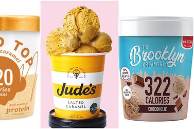 Halo Top, Jude's and The Brooklyn Creamery are three of the healthy ice cream options available to buy in the UAE. Supplied 