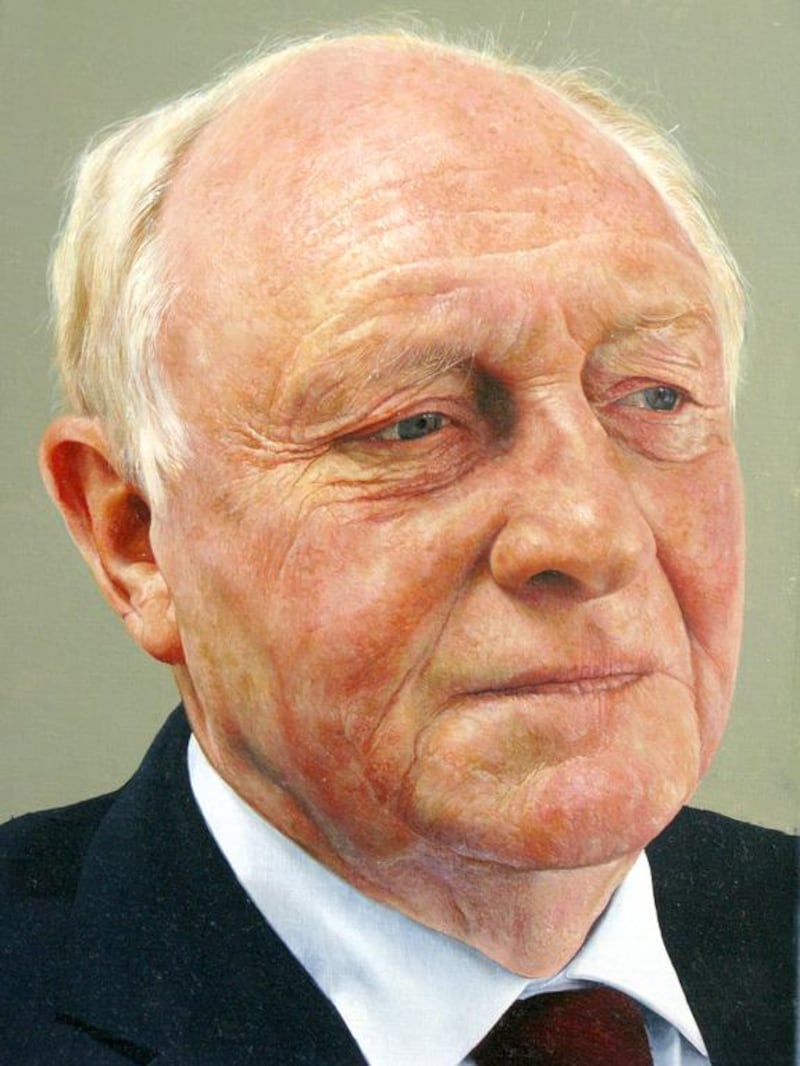 Lord Kinnock, Oil on Canvas 30 x 25cm by painter Edward Sutcliffe for the exhibition In the Bathroom Mirror: Effigies and Faces at Ductac. Courtesy Ductac