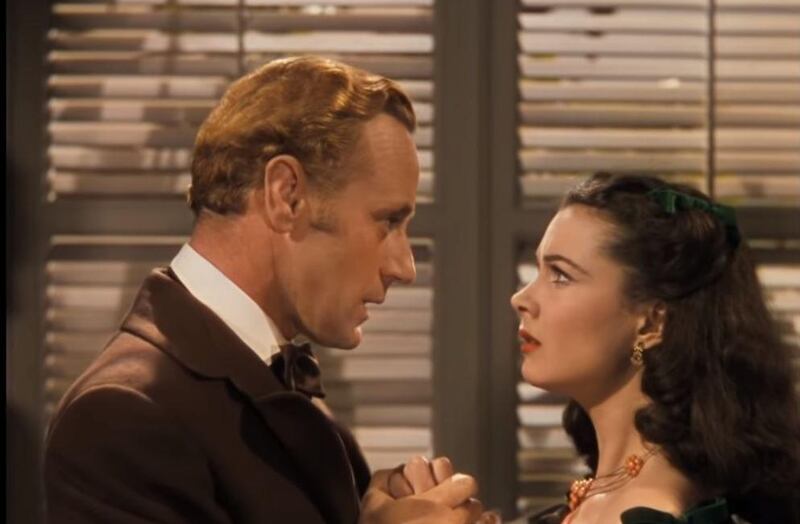 Leslie Howard and Vivien Leigh in a scene from 'Gone with the Wind'. 