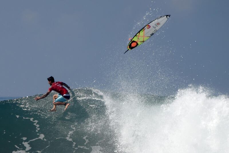 Brazil’s Gabriel Medina competes during the 2018 World Surf League Men's Championship Tour at Keramas in Gianyar regency on Indonesia's resort island of Bali. Sonny Tumbelaka / AFP
