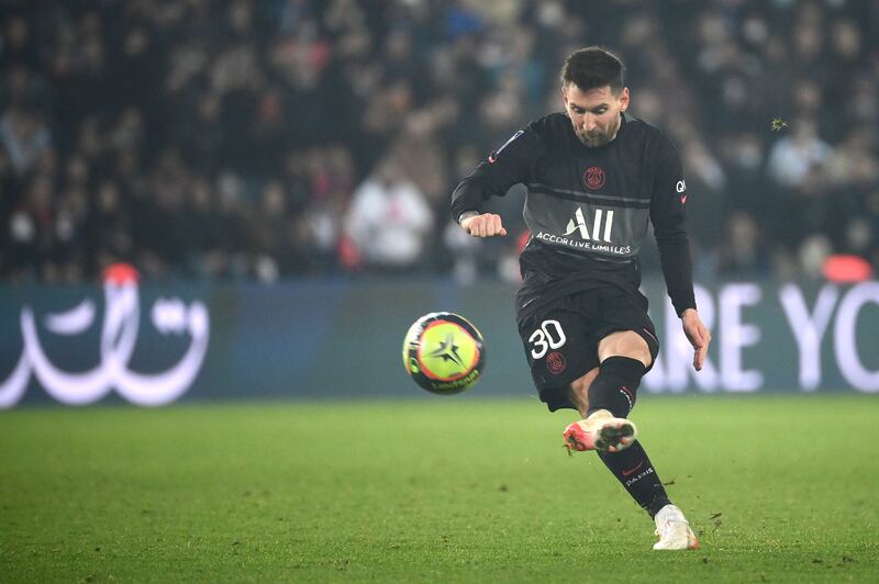 Paris Saint-Germain's Lionel Messi shoots and scores. AFP