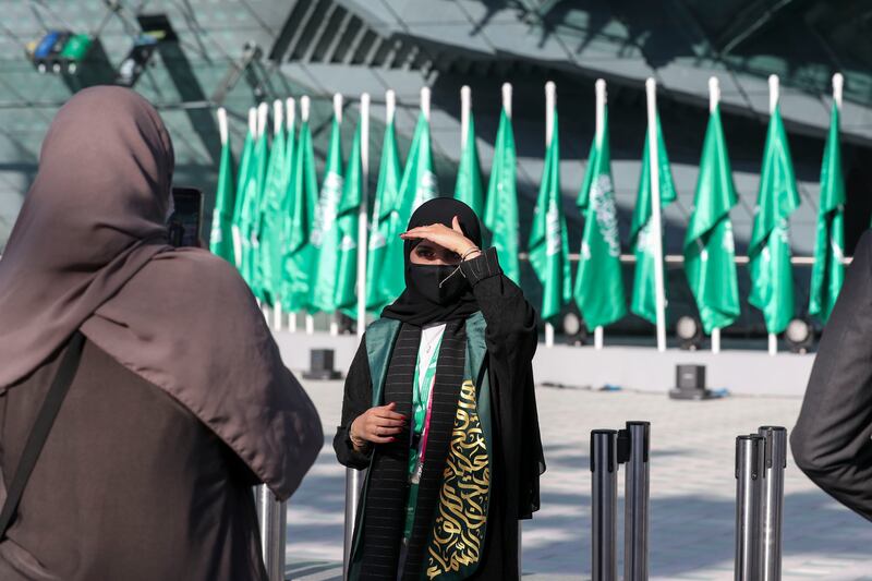 Visitors outside the Saudi Arabia pavilion at Expo 2020 Dubai, where numerous events are being staged at 20 locations, including Al Wasl Plaza, Al Forsan Park, Al Ghaf Avenue and Jubilee Park.