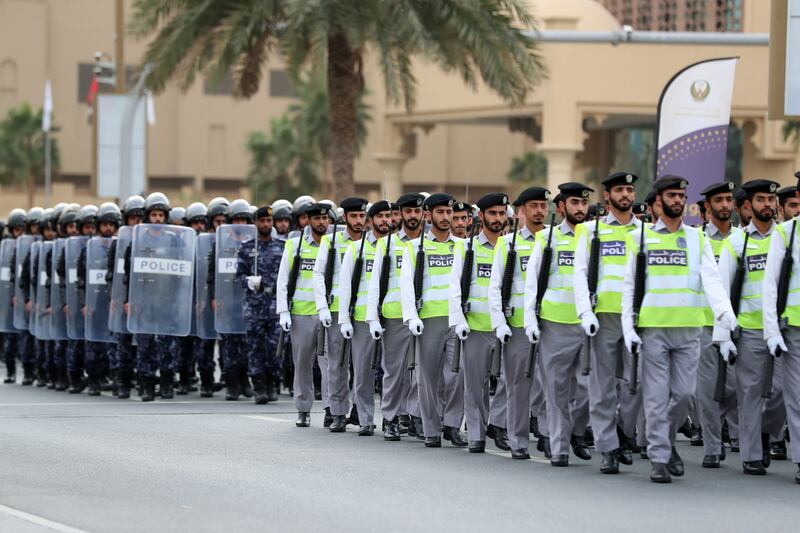 Police officers during a parade.