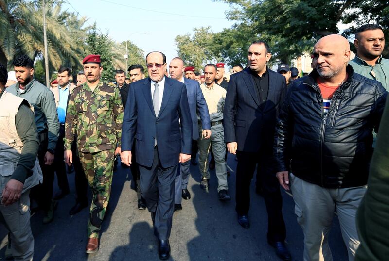 Former Prime Minister Nuri al-Maliki attends the funeral of the Iranian Major-General Qassem Soleimani, top commander of the elite Quds Force of the Revolutionary Guards, and the Iraqi militia commander Abu Mahdi al-Muhandis, who were killed in an air strike at Baghdad airport, in Baghdad. REUTERS