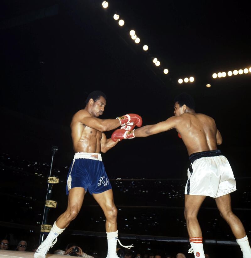 SAN DIEGO - MARCH 31,1973: Muhammad Ali (R) throws a punch against Ken Norton during the fight at Sports Arena in San Diego,California. Ken Norton won the NABF heavyweight title by a SD 12. (Photo by: The Ring Magazine via Getty Images) 