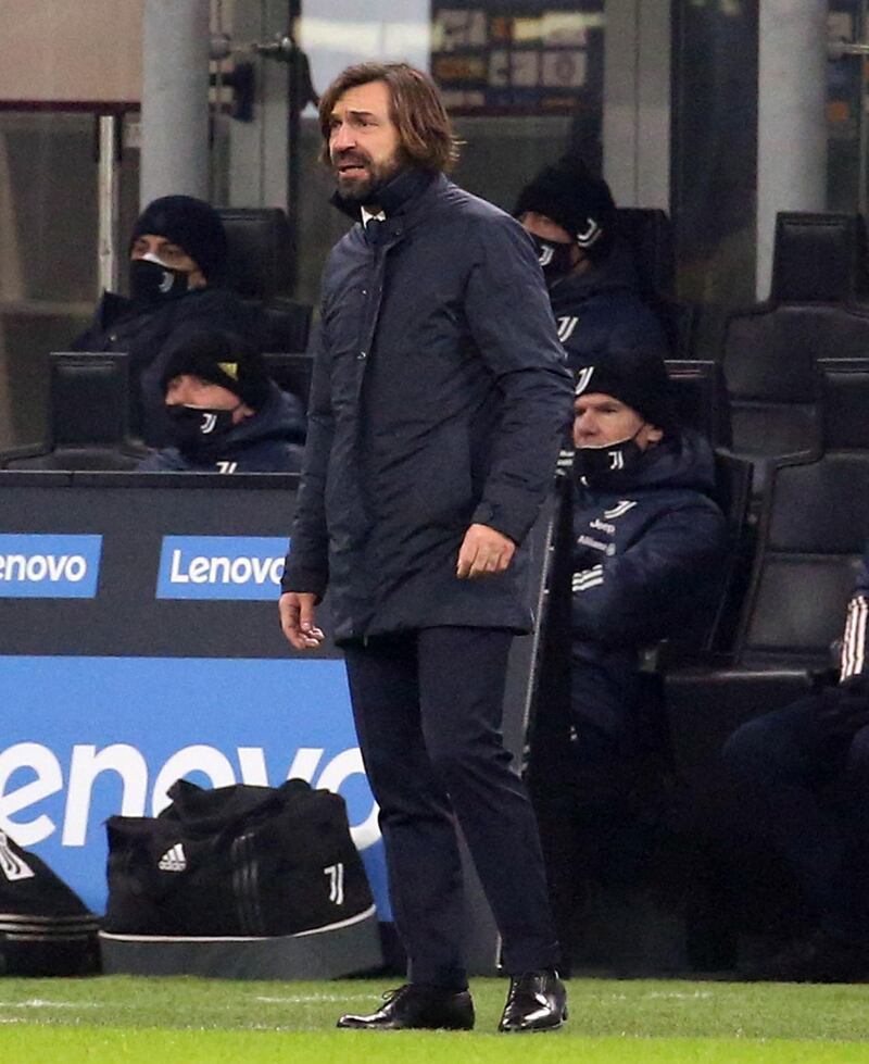 Juventus' head coach Andrea Pirlo reacts during the Italian Serie A match against Inter. EPA