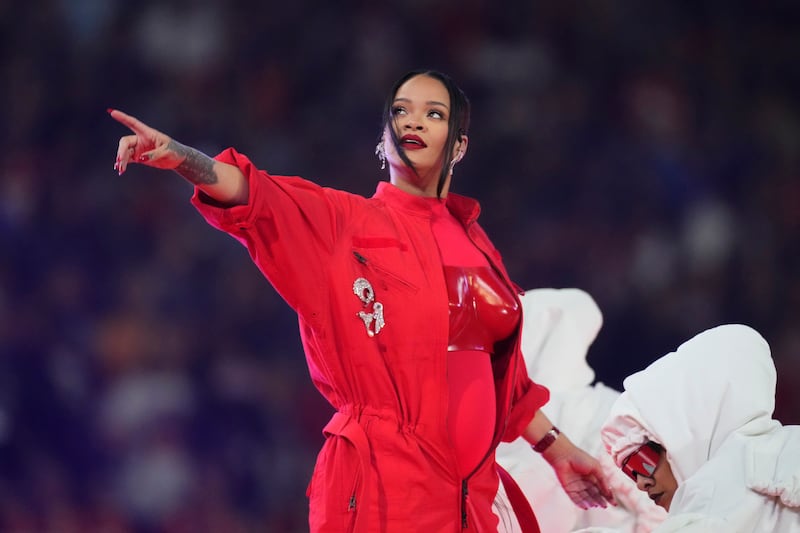 Rihanna performs during the Super Bowl half-time show. AP