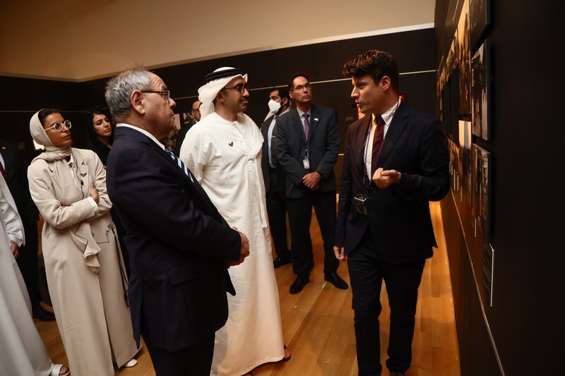 Sheikh Abdullah at the Holocaust memorial centre in Jerusalem. EPA / Yad Vashem World Holocaust Remembrance Centre