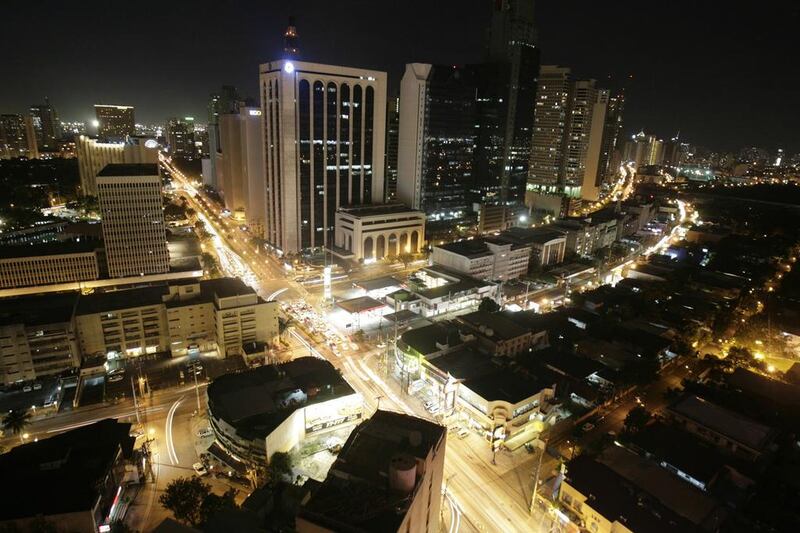 A night view of Manila’s Makati financial district. Cheryl Ravelo / Reuters