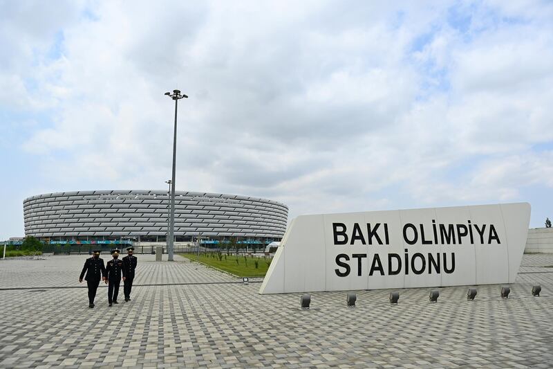 BAKU, AZERBAIJAN - JUNE 08: A general view of the Baku Olympic Stadium ahead of the UEFA Euro 2020 Championship on June 08, 2021 in Baku, Azerbaijan. (Photo by Dan Mullan/Getty Images)