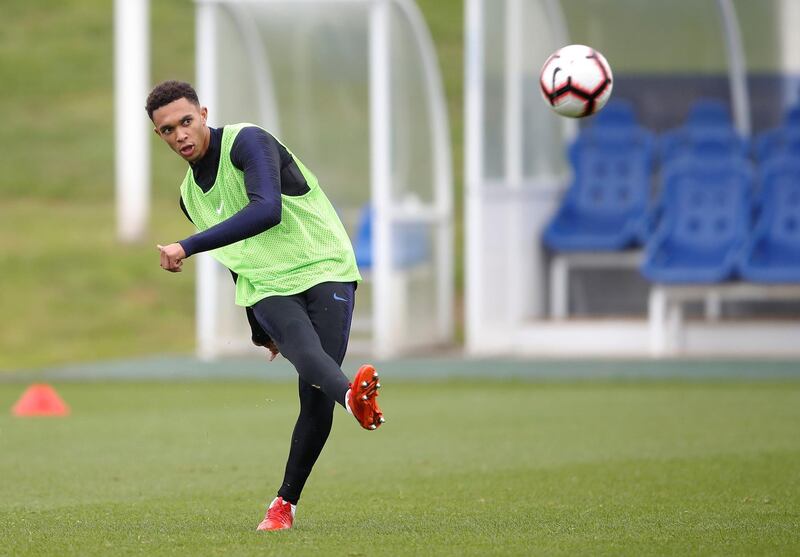 Trent Alexander-Arnold during training. Action Images via Reuters