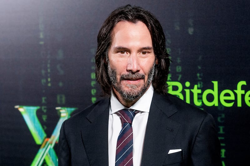 Keanu Reeves at the premiere of 'The Matrix Resurrections'. AP Photo
