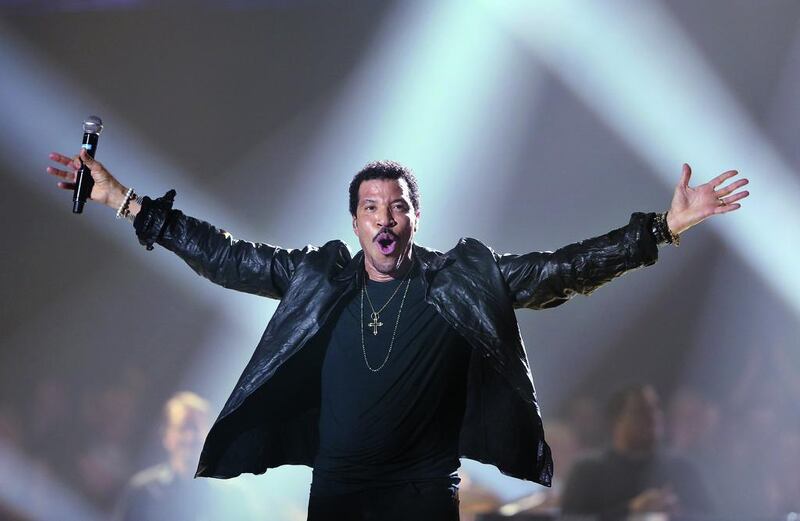 Lionel Richie performed many of his hits from the 1970s and 1980s at the Dubai Media City Amphitheatre on April 17, 2014. Getty