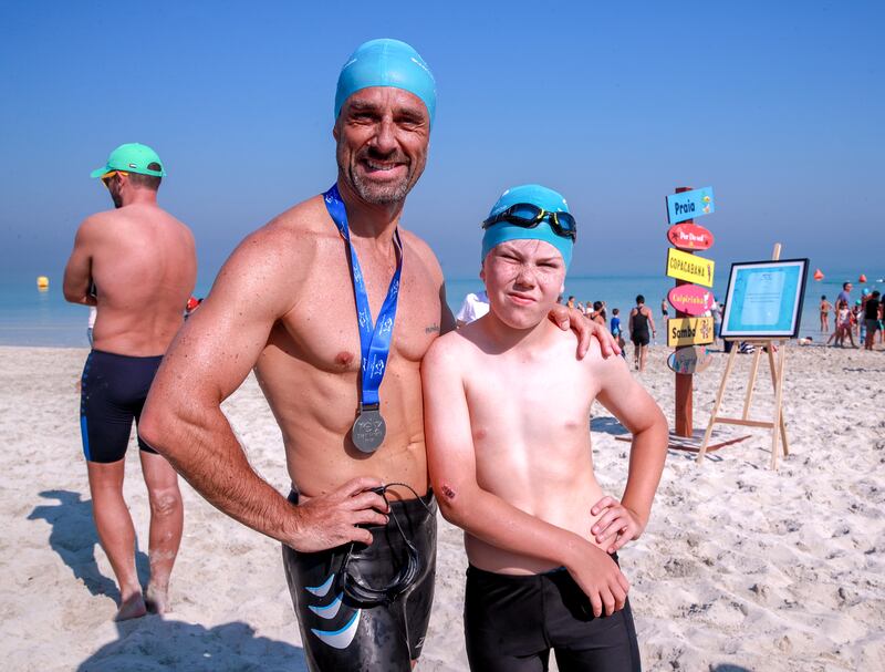 Families took part in the event together, such as this father-son duo, Nick, left, and Sebastian Hayman