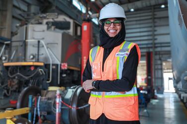 Maithaa Al Remeithi is proud to be a trail-blazer for women in the UAE's growing rail industry. Victor Besa / The National 