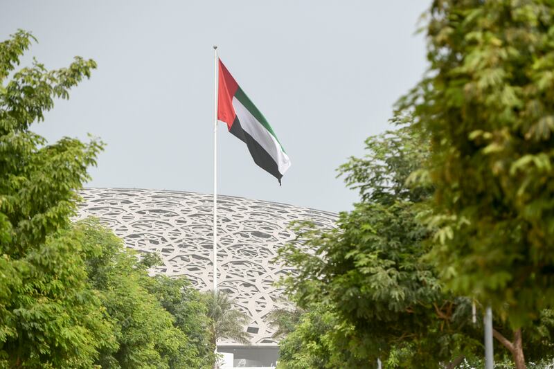 Louvre Abu Dhabi on an unsettled morning in the capital. Khushnum Bhandari / The National
