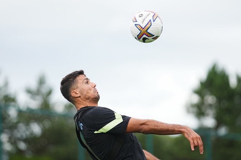 Manchester City's Rodrigo during training. Getty