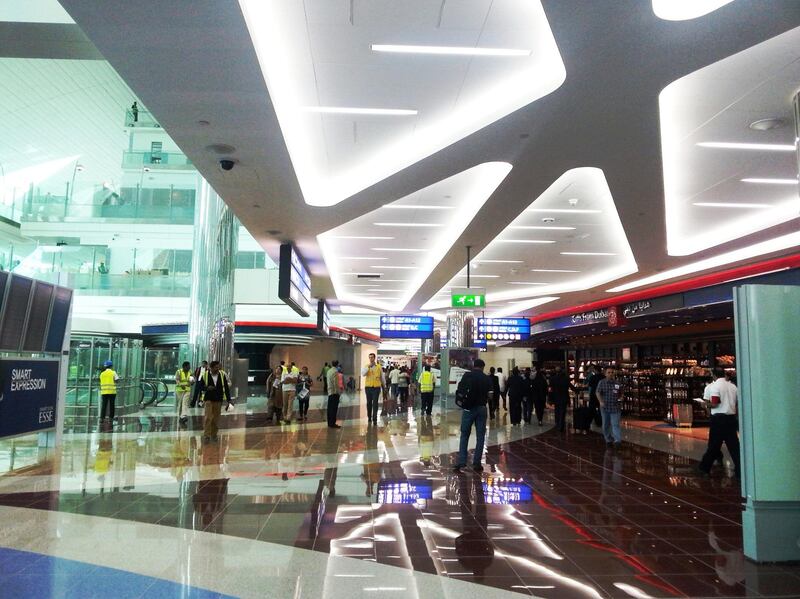 Provided photo of the new A380 concourse at the Dubai Airport. They had a test run with 1,100 volunteer members of the public spending the day there testing out the systems and procedures.  This is the worldÕs first concourse designed specially for the A380 superjumbo

NO CREDIT 