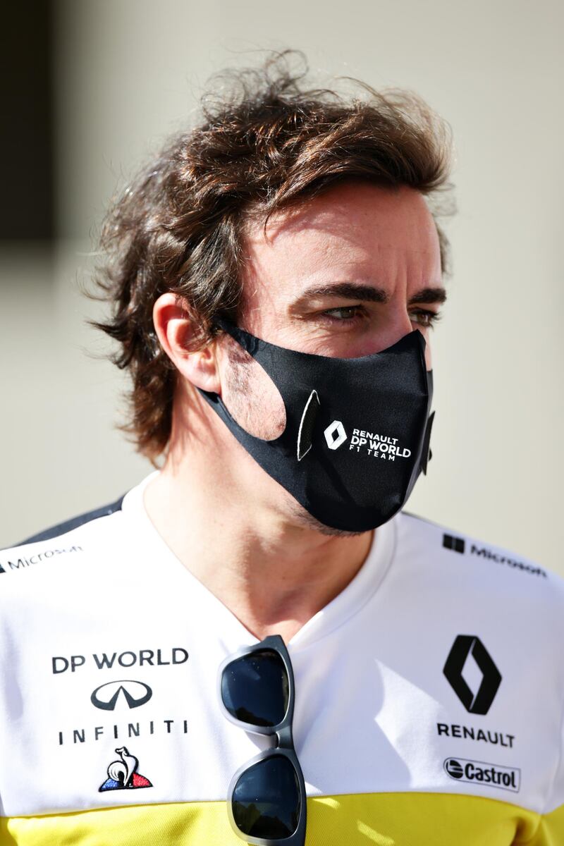 Fernando Alonso in the Paddock before practice. Getty