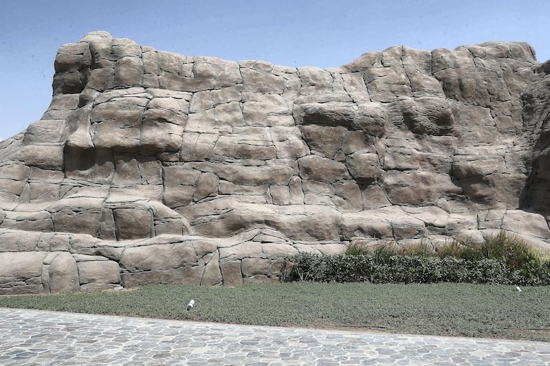 DUBAI ,  UNITED ARAB EMIRATES , AUGUST 26 – 2019 :- Outside view of the Miracles cave at the Quranic Park in Dubai. ( Pawan Singh / The National ) For Weekend Postcard. Story by Katy