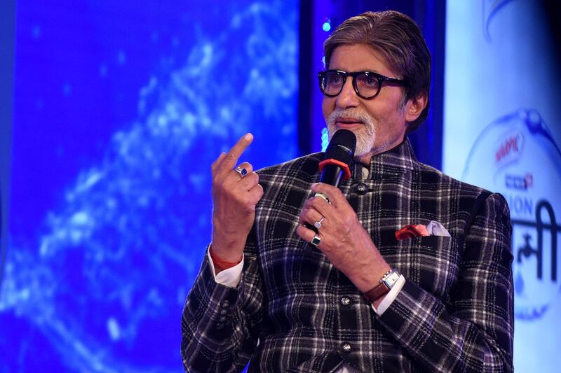 Indian Bollywood actor Amitabh Bachchan takes part in a launch event for the water conservation effort "Mission Paani" in Mumbai on August 27, 2019. (Photo by Sujit Jaiswal / AFP)