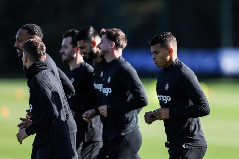 Chelsea defender Thiago Silva during training on the eve of their Champions League match against AC Milan. AFP