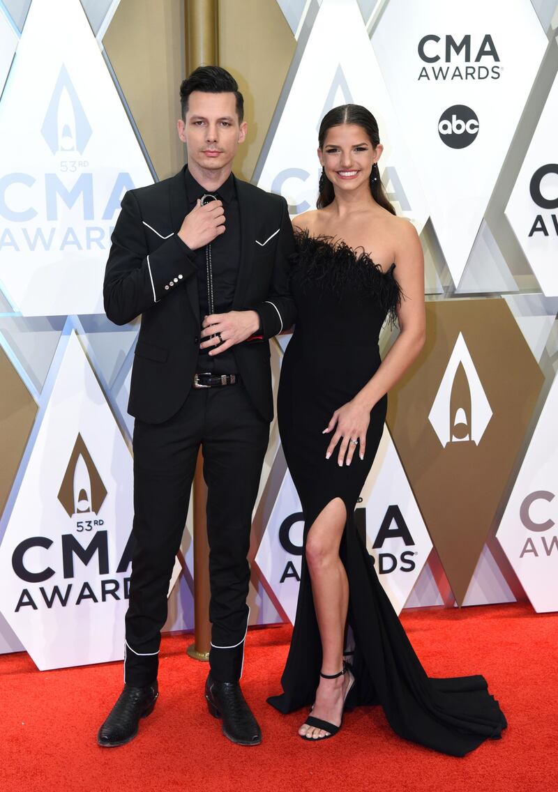 Devin Dawson and Leah Dawson arrive at the 53rd annual CMA Awards in Nashville on November 13, 2019. Reuters