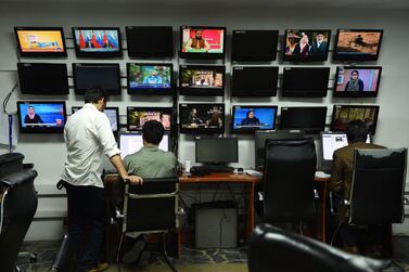 Afghan reporters of Tolo News work in the newsroom at Tolo TV station in Kabul. Journalists faced growing dangers of being targeted for killing for their work in 2018. AFP