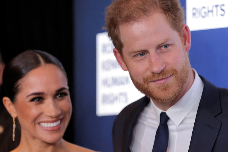 Prince Harry, Duke of Sussex, and Meghan, Duchess of Sussex, at the Robert F Kennedy Human Rights Ripple of Hope Award Gala in New York on December 6, 2022. Reuters