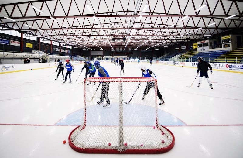 Players take part in the Somali national bandy team's training session in the city of Borlaenge, Sweden. Somali refugees in Sweden form the Somali national bandy team for the 2014 World Championships in the Siberian city of Irkutsk, Russia. Jonathan Nackstrand / AFP