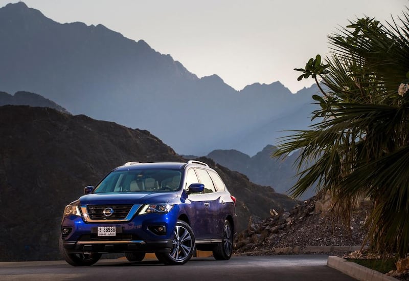 Nissan launched the new 2018 Nissan Pathfinder in the Middle East during an event set against the backdrop of the Al Hajar Mountains in Fujairah. Courtesy Nissan