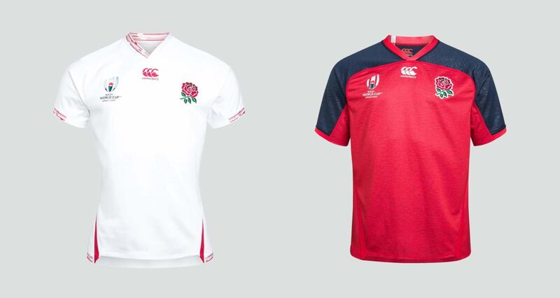 16: England - Very unispiring from the 2003 world champions. It's a stiff task to jazz up a white kit, but messing about with the collar with a swirl of red is not the way to go. The away shirt looks like a training top. Image via rugbyworldcup.com