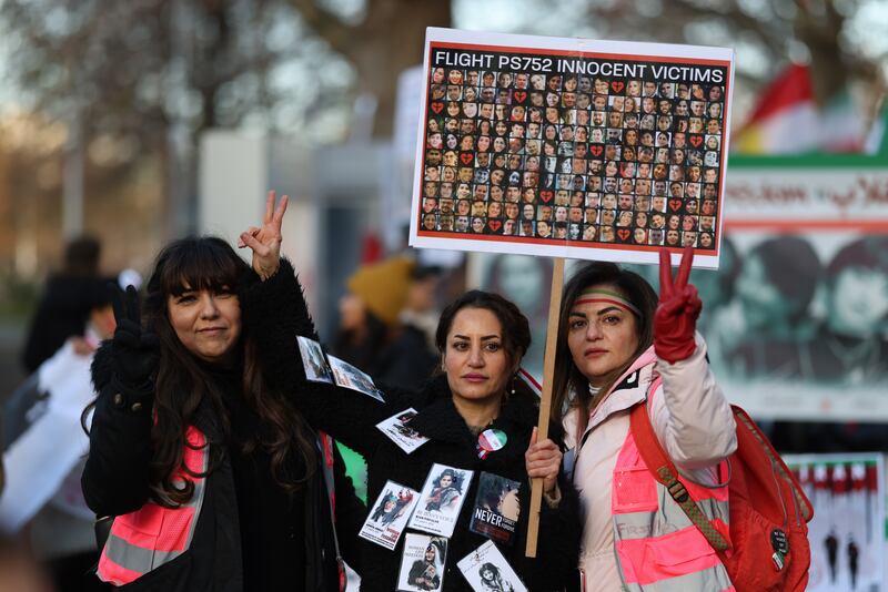 A demonstration in London in support of protesters in Iran calling for an end to the regime. Getty