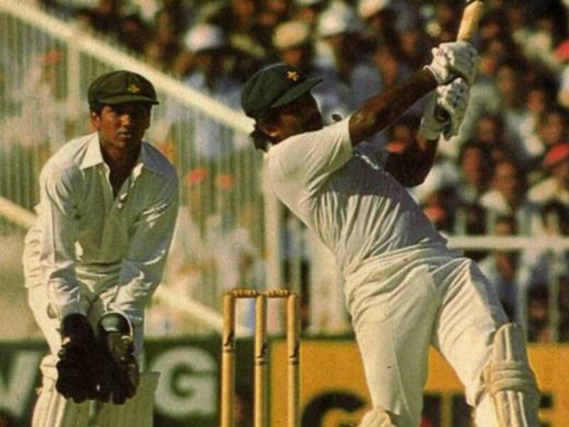 Javed Miandad’s last ball six against India at Sharjah in the Austral-Asia Cup final on April 18, 1986 will remain one of the defining moments of cricket in UAE. Photo: Pakistan Cricket Board