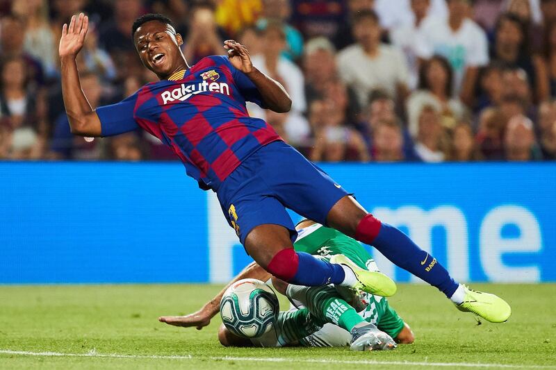 Barcelona forward Ansu Fati in action. EPA