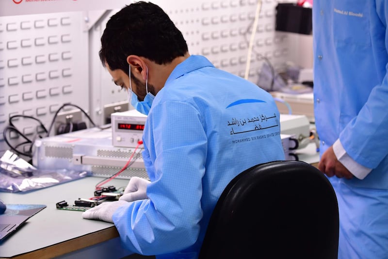 Scientists work at a laboratory in the Mohammed Bin Rashid Space Centre. AFP