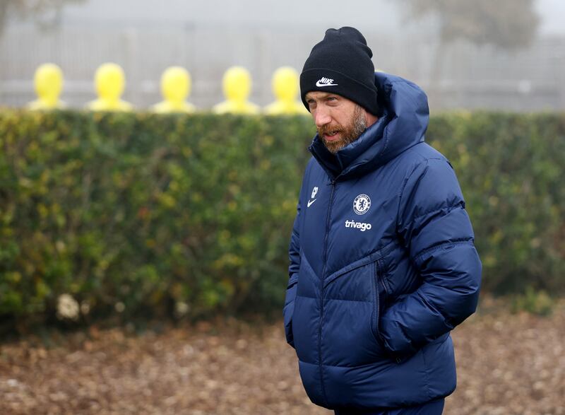 Chelsea manager Graham Potter during training. Reuters 