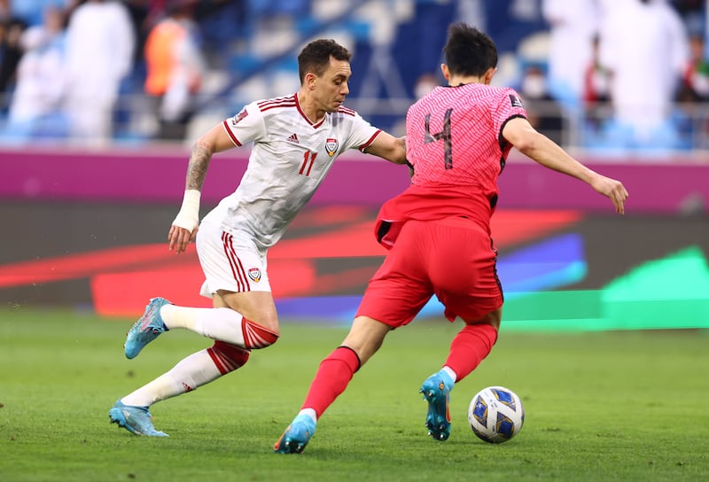 UAE's Caio Canedo on the attack. Getty