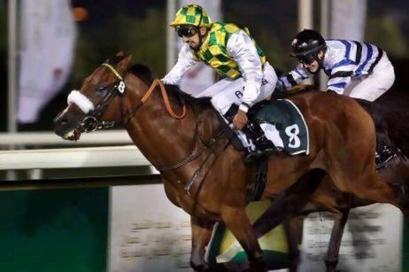 Ahmed Ajtebi rode Areem to victory in the Sheikh Zayed bin Sultan Al Nahyan Cup for the Emirati trainer Majed Al Jahouri last week. He rides Mont Agel in the National Day Prep for Thoroughbreds. Delores Johnson / The National
