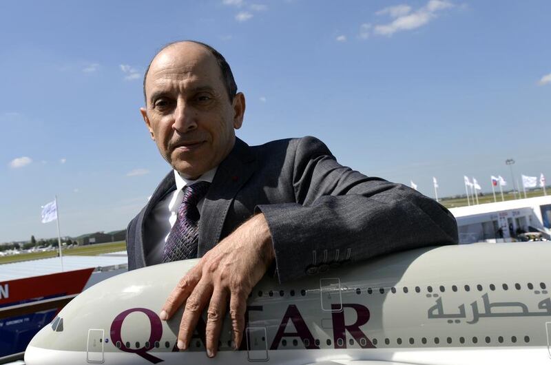 CEO of Qatar Airways Akbar Al Baker poses at Le Bourget airport on June 16, 2015, north of Paris, on the second day of the International Paris Air show which will be held until.  AFP PHOTO / MIGUEL MEDINA 