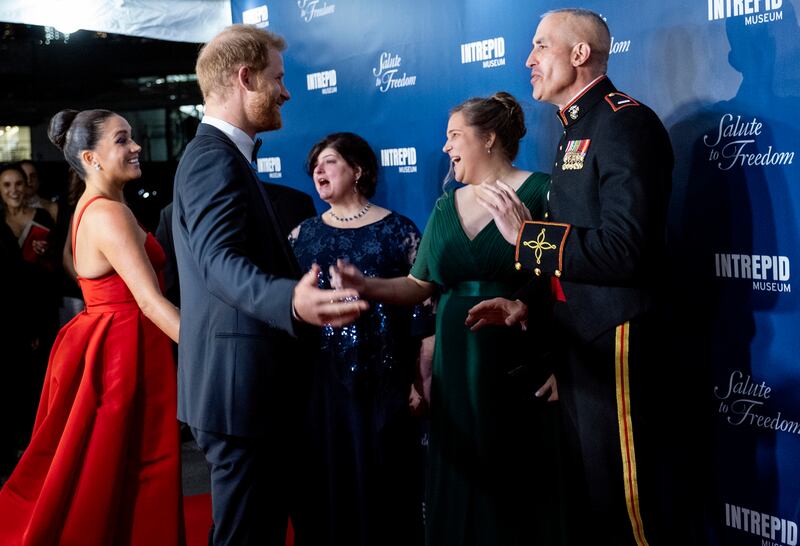 The Duke of Sussex presented the inaugural Intrepid Valor Award to five service members, veterans and their military families. AP