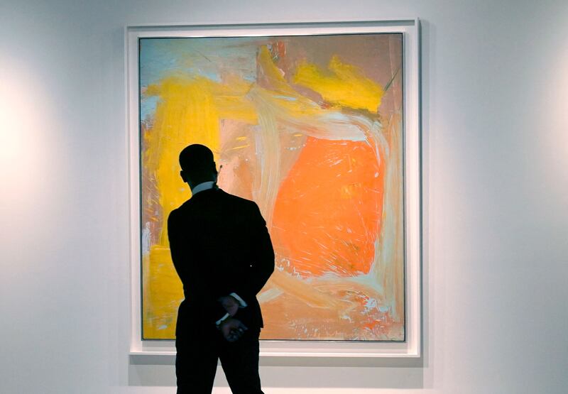 A person walks in front of Willem De Kooning's 'Untitled' during the New York press preview. AFP